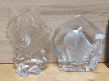 (2) Wolves Crystal Sculpture Etched Glass Figurine From Glass Gallery Crystal picture