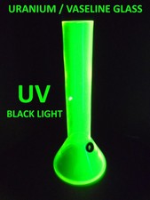 URANIUM GLASS - Uranium Vaseline - "DRILLED" Hookah Tobacco WATER - 15"x6" picture