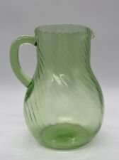 Vintage Green Uranium Glass Swirl Water Pitcher  7½”H 2qt picture
