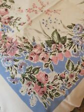 Vintage 50's Cotton Tablecloth Pink Strawberries/Roses/Peonies Lovely picture
