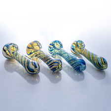 Buy 1 Get 1 50% Off 4″ PREMIUM Glass Spoon Pipe Tobacco Bowl Silver Fume Swirl picture