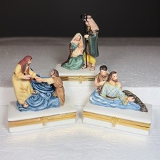 Limoges The Life of Christ Trinket Box Lot Nativity Baptism Walking on Water picture