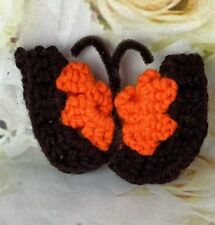 Vintage Crochet Butterfly Magnet Brown And Orange Kitchen Refrigerator Browns picture
