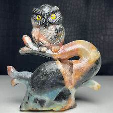 308g Natural Crystal Mineral Specimen. Amazon Stone. Hand-carved OWL.Gift.RU picture