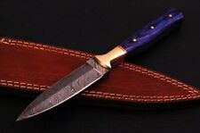 Handmade Double-Edged V42 Military Damascus steel Dagger boot Knife Survival x72 picture
