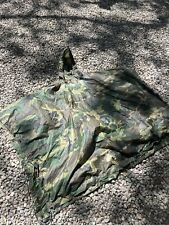 Military Wet Weather Poncho Coated Nylon Woodland Camouflage U.S. Army Vintage picture