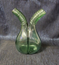 Vintage Split Top Green Glass Vase, 6