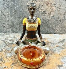 THAI INCENSE BURNER 7” Meditation Yoga Woman Resin Figurine Hand Painted Jeweled picture
