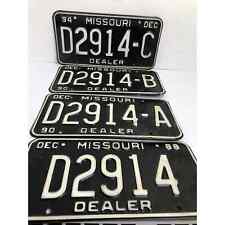 Missouri License Plates Dealer # D2914 (1988) to D2914-C (1994) Four Total Black picture