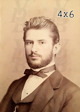 Antique Male Portrait Photograph 1800s Handsome Beau Photo 4 x 6 picture