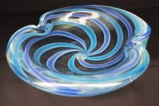 Heavy MCM Murano Italy Art Glass Pinwheel Swirl Purple & Blue Ashtray Stunning picture