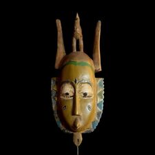 African Tribal Face Mask Wood Hand Carved Vintage Wall Hanging Guro Mask-9942 picture