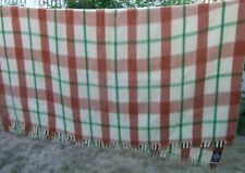 Vintage Thick Wool Mohair Blanket Throw Spread Fringes Plaid 80 x 86 European? picture