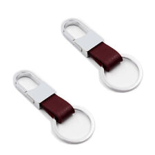 2x Fashion Brown Leather Strap Keyring Keychain Key Chain Ring Key Fob picture