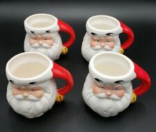 Set of 4 NEW in Box Avon Christmas Jolly Santa Ceramic Mugs Cups 1986 picture