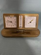 Vintage Europa Travel Clock Windup Alarm 7 Jewels /Thermometer /Barometer picture