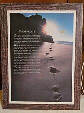 Vintage 1970s Wooden Wall Hanging Footprints Christian Saying picture