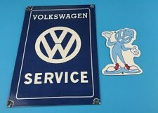 2 VINTAGE VOLKSWAGEN PORCELAIN GAS VW AUTO GERMAN SERVICE DEALERSHIP MOTOR SIGNS picture