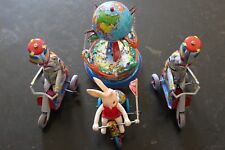 Vintage Toys Schylling Tin Elephant on a Bike, Spinning Globe,Happy Easter Bunny picture