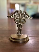 Vintage Brass Caduceus Medical Symbol Paper Weight or Statue for Doctor’s Desk picture
