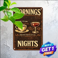 Coffee And Wine Tasting Kitchen Bar Art Plaque Retro Metal Tin Sign 8x12 picture