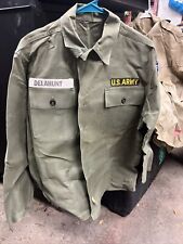 Vintage Us Army 13 Star Button Up Shirt Large Or XL  Green Military 1960’s picture