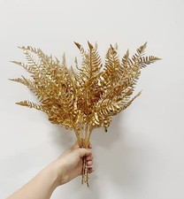 4pcs Gold Boston Fern Bush Plant Artificial Embellishing Florals Leaves Gold-1 picture