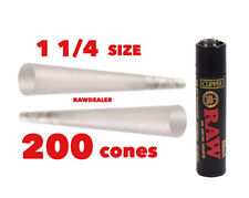 zig zag ultra thin 1 1/4 size Cone(200PK)+raw black large clipper lighter picture
