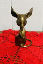Vintage Solid Brass Big Ear Mouse Heavy Paperweight Figurine 5.25 Tall picture