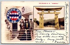 Postcard On Board SS Siberia Temple Gate Japan Pacific Mail SS 1905 T102 picture