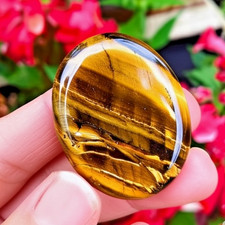Natural Tiger Eye Palm Stone Smooth Polished Worry Stone Crystal Gemstone Gift picture