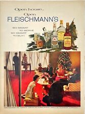FLEISCHMANN'S Whiskey Gin Vodka 1960s Christmas Party Decor Tree Vtg Print Ad picture