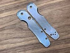 TOPO engraved Blue Ano Brushed Titanium Scales for Spyderco SMOCK picture