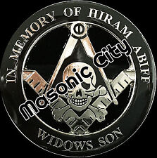 Z-168 Silver/Black In Memory of HIRAM ABIFF Widows Son Black Masonic Auto Emblem picture