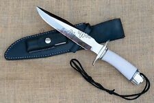 LOM AMAZING HANDMADE D-2 STEEL MIRROR POLISH ACRYLIC HANDLE BOWIE WITH SHEATH picture