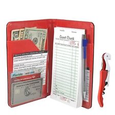 Server Book Waitress Wallet Organizer – RED 7 Pocket Bundle with WINE OPENER picture