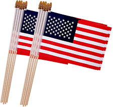 12 Pack Small American Flags on Stick, 5x8 Inch Small Flags/ American Hand Held picture