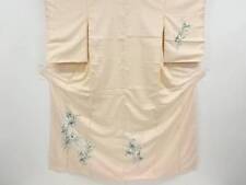Houmongi Kimono Japan Recycled, , Hand-Woven Pongee  With Grass Seed Pattern. picture
