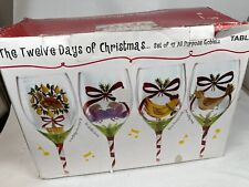 The Twelve Days of Christmas Goblets 12 Hand Painted Block Basics Glasses Comple picture