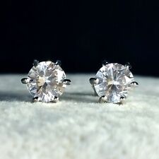 A Pair 4.0 mm Round Cut Phenacite Earring Filled Rhodium White Gold Earring 1124 picture