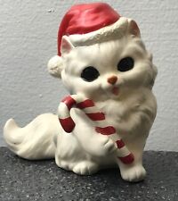 Vintage Josef Originals Christmas Cat with Present Santa Hat & Original Labels picture