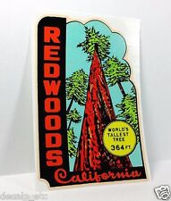 REDWOODS California Vintage Style Travel Decal, Vinyl Sticker, Luggage Label picture