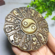 Jade Antique Chinese 12 Zodiac Yin Yang Gossip Ancient Jade Pendant Collection picture