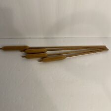 Vintage Solid Wood Tall Cattail Stems 4 80s picture