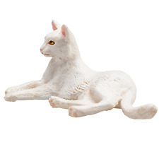 .Mojo CAT LYING WHITE cute pet farm model toys plastic figures animals picture