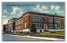 Bridgeport CT Connecticut Warren Harding High School Linen Postcard picture