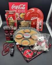 Lot of 12 Coca Cola Collectibles Playing Cards Cookbook Handkerchief Salt Pepper picture