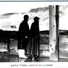 c1940s Niagara Falls Canada RPPC Women Raincoat Scenic Tunnel Real Photo PC A100 picture