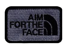 Aim for the Face Embroidered Hook Fastener patch (3.0 x 2.0 ) Grey picture