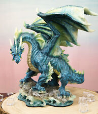 Ebros Large Blue Hyperion Water Behemoth Dragon Standing On Rock Figurine 11